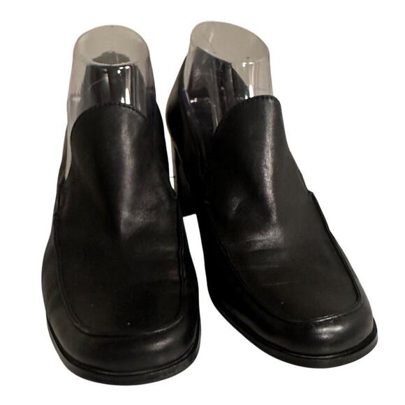 Apostrophe Tanner Black Leather Loafers Chunky Heeled 
 Sz 9 Y2K Academia Witchy - Picture 6 of 16
